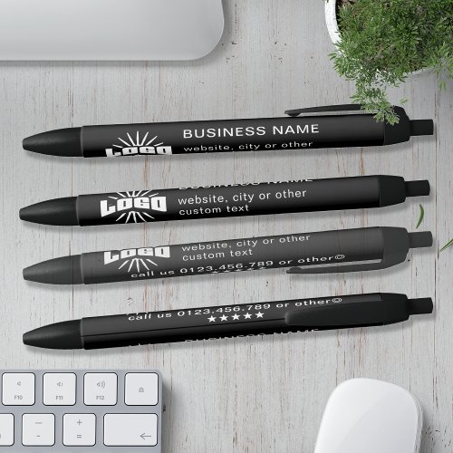 Black Business logo name Company Brand Custom Black Ink Pen