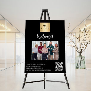 Black business logo photo welcome QR-code Foam Board