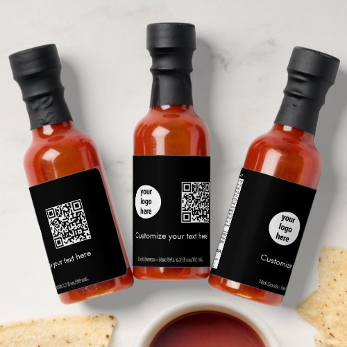 Black Business Logo Promotional QR Code Text  Hot Sauces