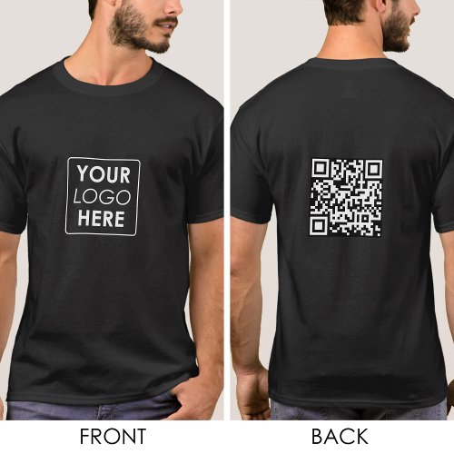 Black Business Logo QR Cod Employee Workwear T_Shirt