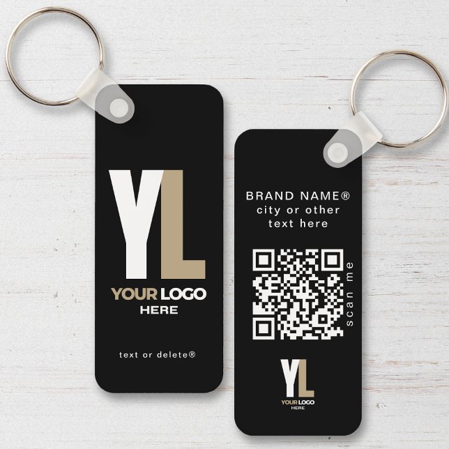 Black Business Logo & QR Code, Company  Vertical Keychain (Creator Uploaded)