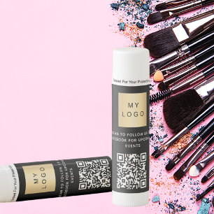 Black business logo QR code Facebook Lip Balm