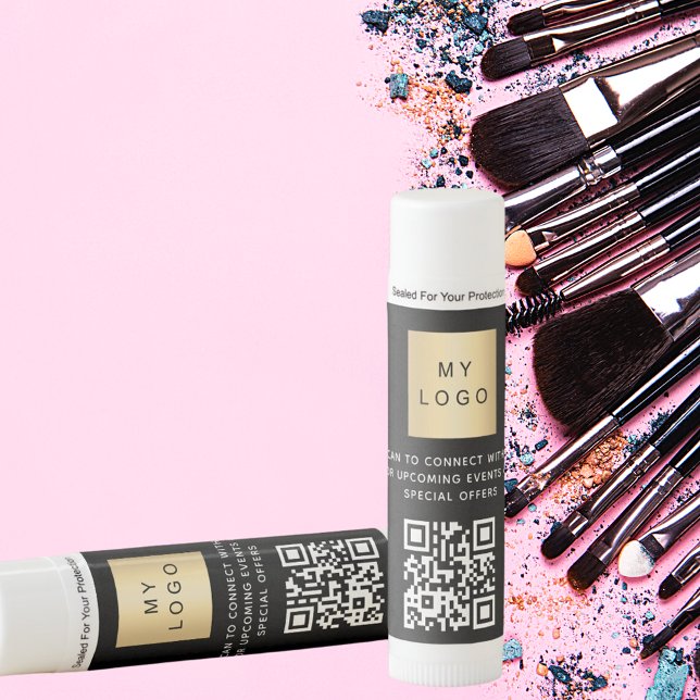 Black business logo QR code website Lip Balm (Creator Uploaded)