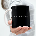 Black business logo rectangular coffee mug<br><div class="desc">Classic black background color.  Personalize and add your rectangular business logo,  
You can change the background color to match your brand.</div>