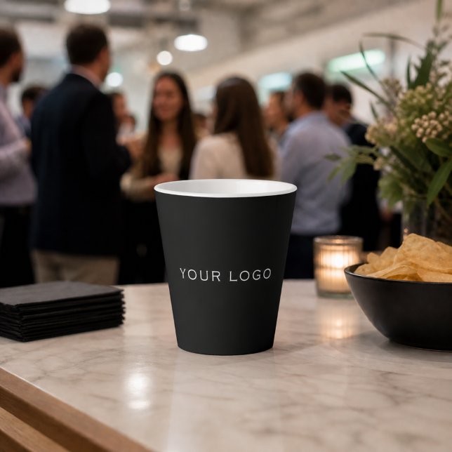 Black business logo rectangular latte mug (Creator Uploaded)
