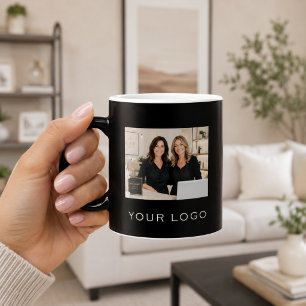 Black business logo rectangular photo color morph mug