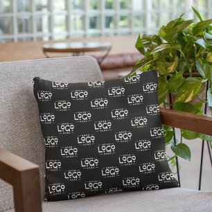 Black Business Logo simple minimal pattern Brand Throw Pillow