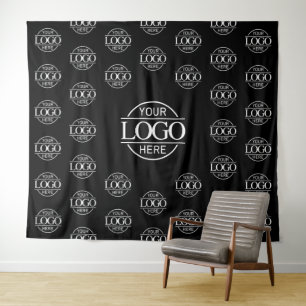 Black Business Logo Step & Repeat Backdrop Banner