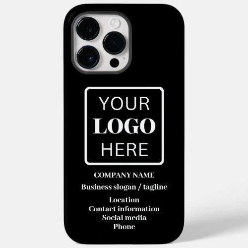 Black Business Logo Tagline  Contact Information Case_Mate iPhone 14 Pro Max Case
