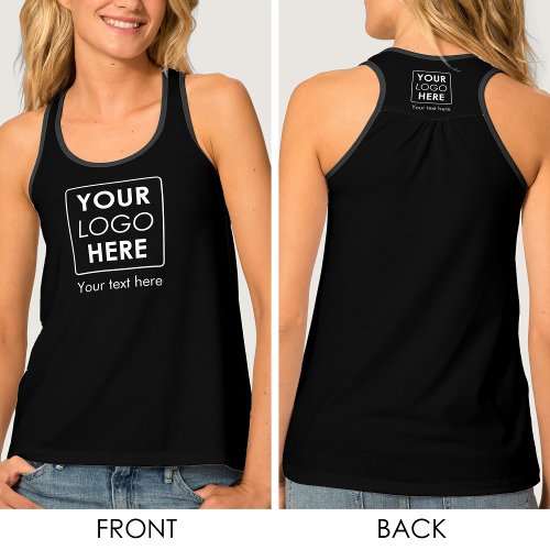 Black Business Logo Text Modern Employee Workwear Tank Top