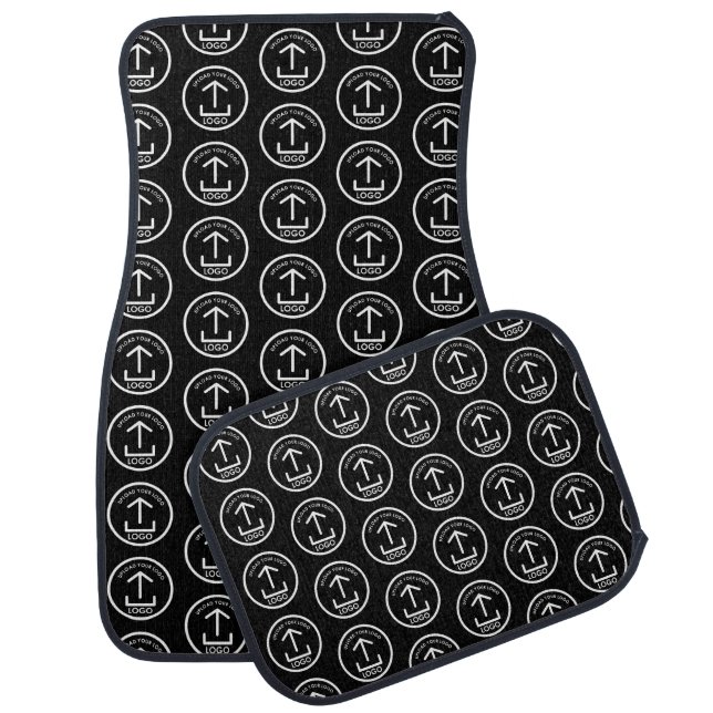 Black Business Logo Text Promotional Pattern Car Floor Mat (Set)