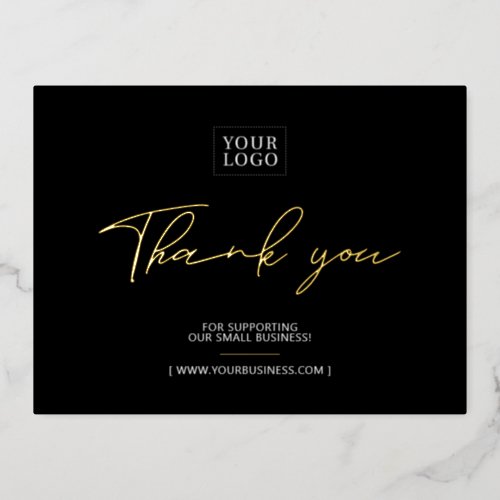 Black Business Logo Thank you Package Insert Foil Invitation Postcard
