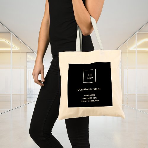 Black business logo tote bag