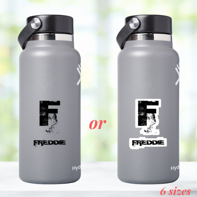 Black Business Monogram logo Grunge Water Bottle Sticker (Creator Uploaded)