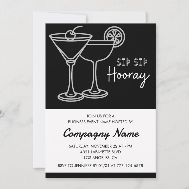 Black Business party invite Cocktail (Front)