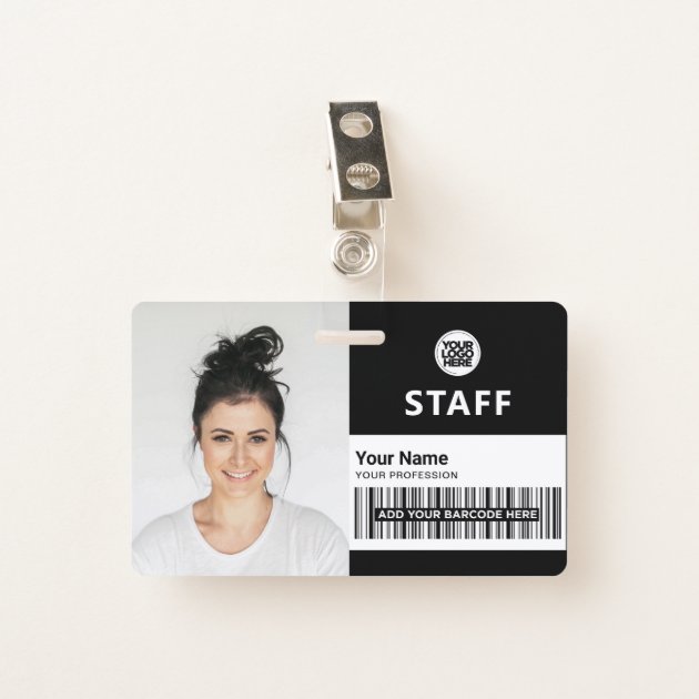 Black Business Photo ID Staff ID Badge | Zazzle