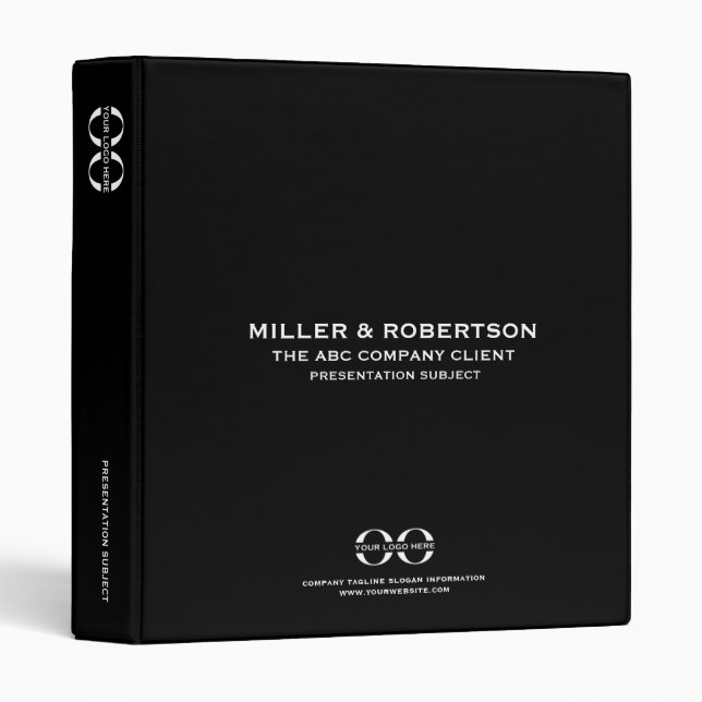 Black Business Presentation Binder with Logo (Front/Spine)
