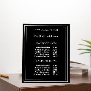 Black Business Pricing & Service Rack Foam Board