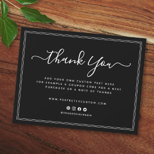 Black Business Thank You Note With Custom Logo | Zazzle