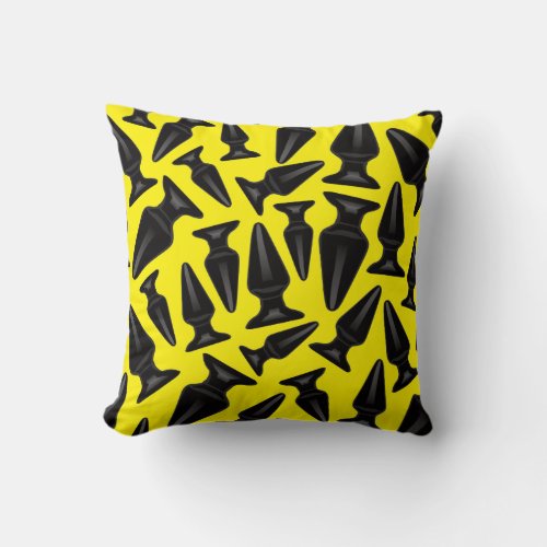 Black butt plugs pattern throw pillow