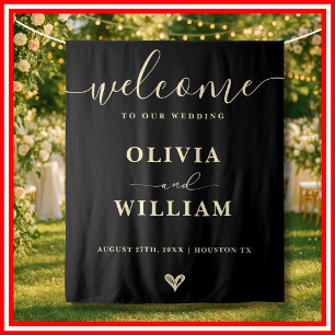 Black Butter Yellow Wedding Welcome Sign Backdrop
