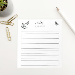 Black Butterflies With Personalizable Name Lined Notepad