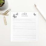 Black Butterflies With Personalizable Name Lined Notepad at Zazzle