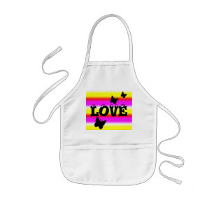 Black Butterfly and Love on Rainbow Kids' Apron