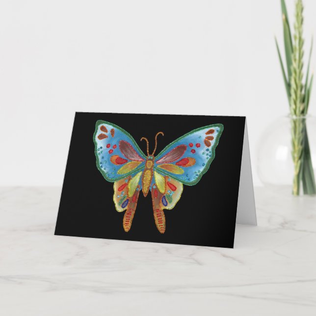 Black Butterfly Birthday Card (Front)