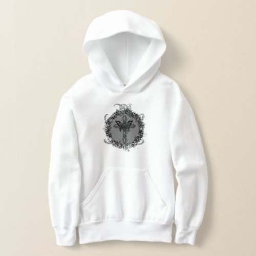 Black Butterfly Cross Dark Flower Frame Floral Hoodie