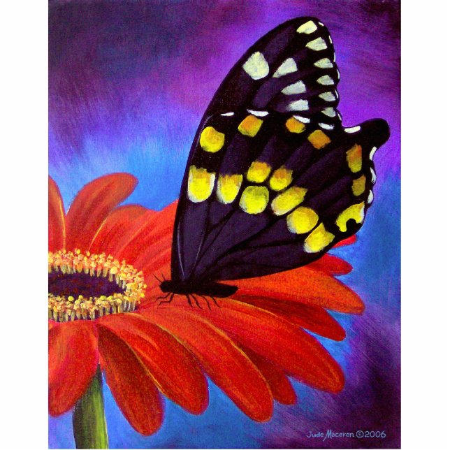 Black Butterfly Daisy Painting - Multi Cutout (Front)