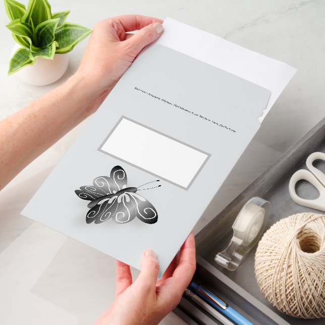 Black Butterfly Design Any Colour Background Envelope Mailers (Desk)