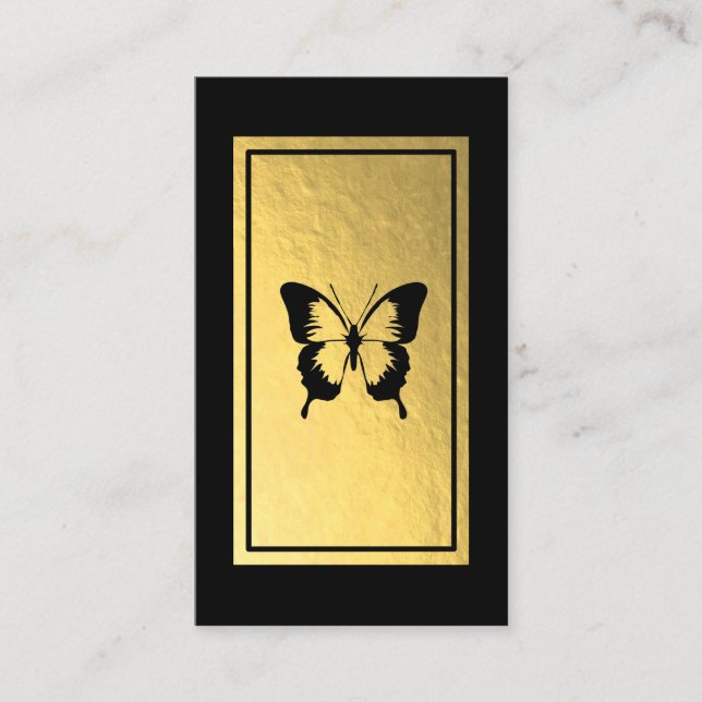 Black Butterfly Faux Gold Foil Business Card (Front)