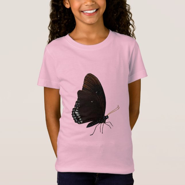 Black Butterfly Girls Pink T-Shirt (Front)