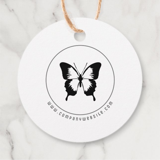 Black Butterfly Logo Favor Tags (Back)