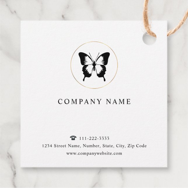Black Butterfly Logo Favor Tags (Back)