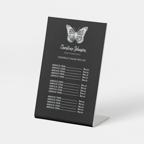 black butterfly logo price list pedestal sign