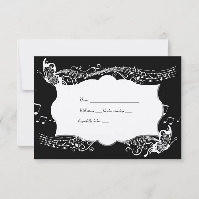 Black Butterfly Music Fidelity rsvp Card (Front)
