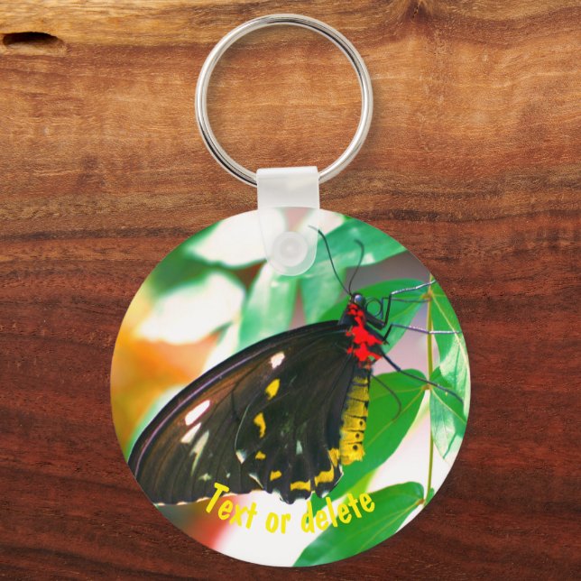 Black Butterfly Nature Personalized Keychain (Front)