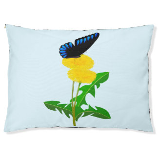 Black Butterfly on Dandelions Pet Bed