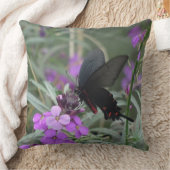Black Butterfly on Purple Flowers Throw Pillow (Blanket)