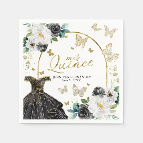 Black Butterfly Quinceanera Napkins  