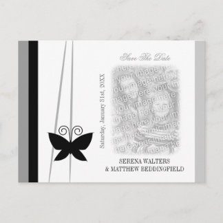 Black Butterfly Save the Date Photo Announcement Postcard