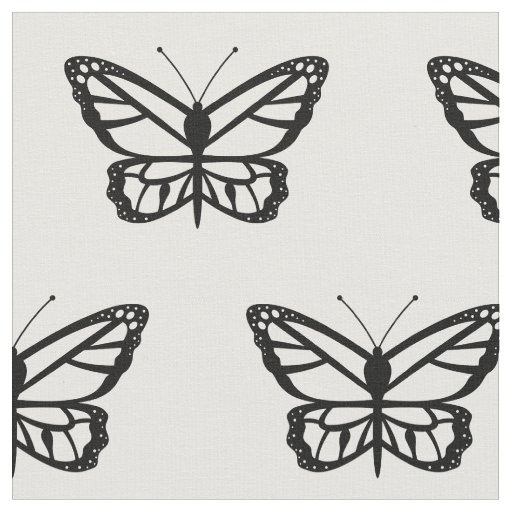 Black Butterfly Shape Illustration Fabric
