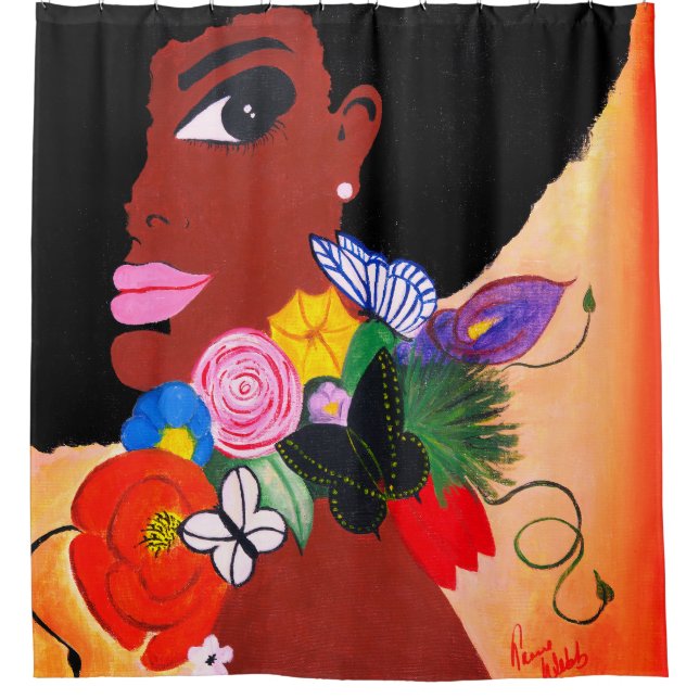 Black Butterfly Shower Curtain (Front)
