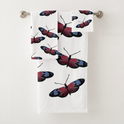 Black Butterfly Spring Art Bath Towel Set