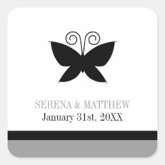 Black Butterfly Square Sticker