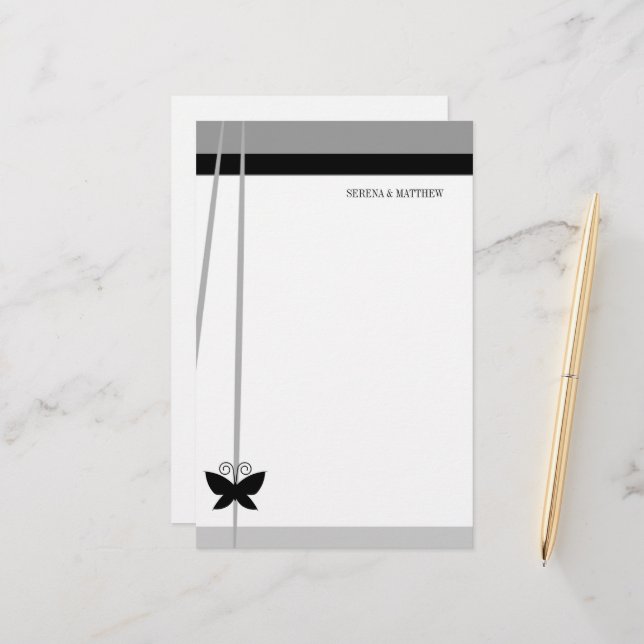 Black Butterfly Stationery (Front/Back In Situ)