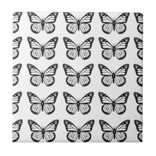 Black Butterfly Stencils Ceramic Tile