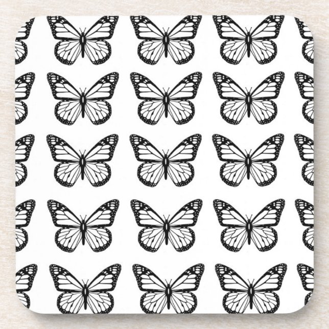 Black Butterfly Stencils Drink Coaster (Front)